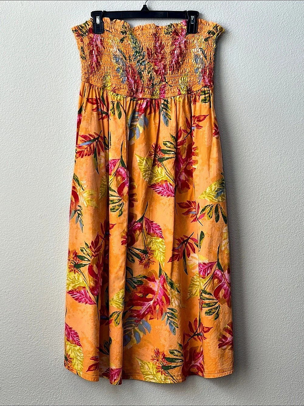 Maurices Floral Strapless Maxi Dress in Orange & Pink Size Large.